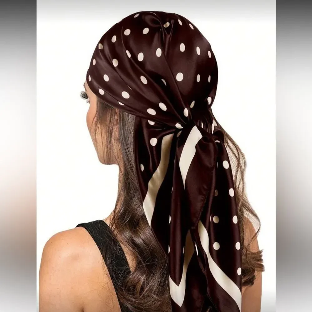 Brown Polka Dot Headscarf S17